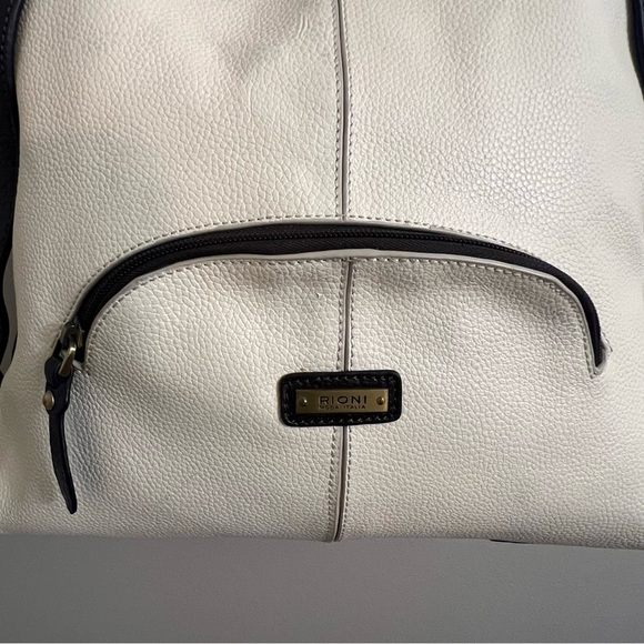 Rioni Quadra Chained Cream and Brown Tote Handbag - Picture 6 of 11